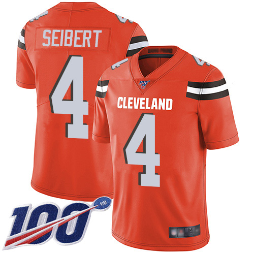 Cleveland Browns Austin Seibert Men Orange Limited Jersey #4 NFL Football Alternate 100th Season Vapor Untouchable->cleveland browns->NFL Jersey
